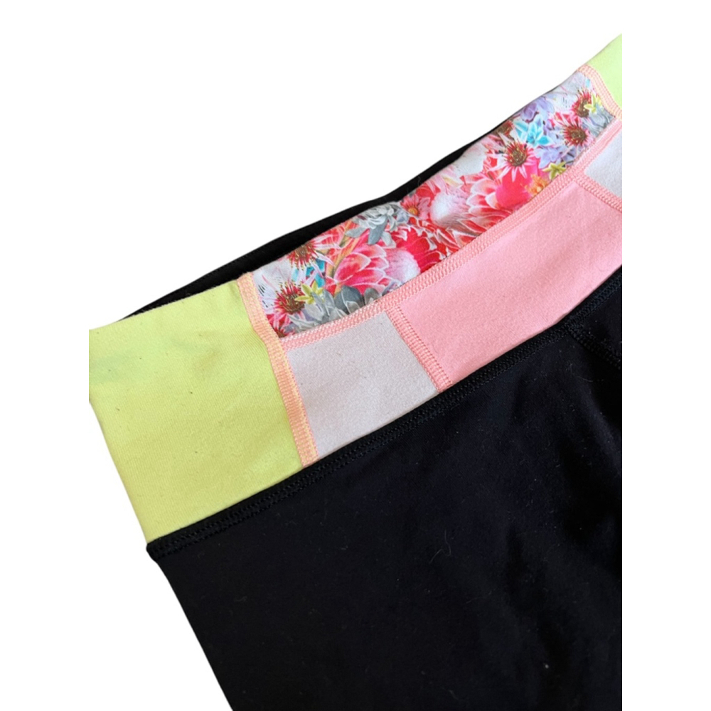 LULULEMON Black Patterned Top Cropped Reversible Athletic Workout Pant Capri XS - Picture 6 of 9